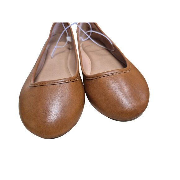 A New Day Women's Cognac Faux Leather Flats Size 8W - Picture 9 of 10